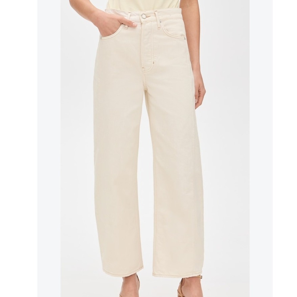 Veronica Beard Ryder Saddle Ankle Jeans Ecru High Rise Barrel 28 100% Cotton